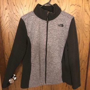 North Face Gray and Black Zip Up